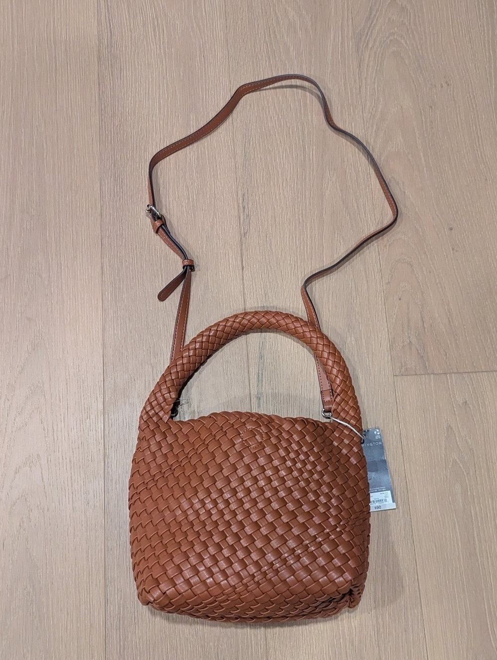 Woven Top-Handle Crossbody Bag - Brown